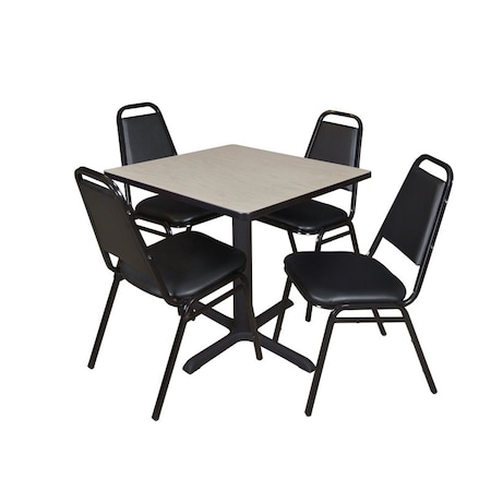 Cain Cain Square Table & Chair Set, Wood, Metal, Vinyl Top, Maple TB3030PL29BK